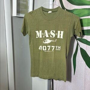 Vintage M*A*S*H 1980s Tee Olive Green Short Sleeve T-Shirt RARE